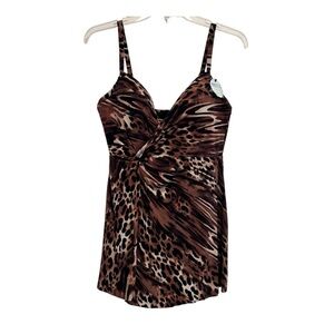 Miraclesuit Ociat Adora Swim Dress Animal Print Underwire Women's Size 10 NEW